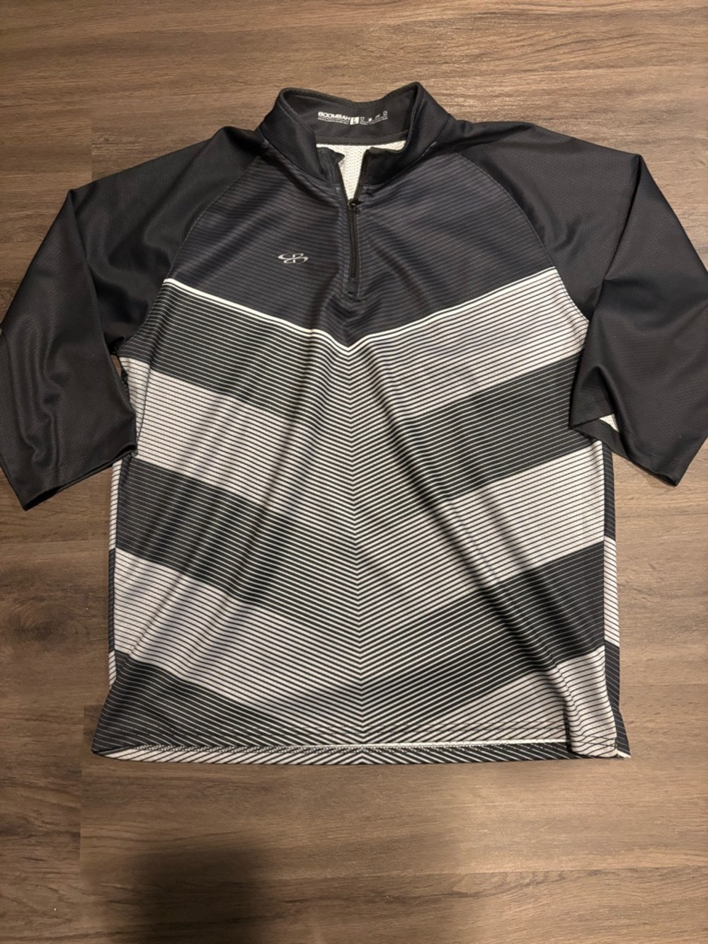 BoomBah Black Active Quarter-Zip Jacket with Light Gray Mesh